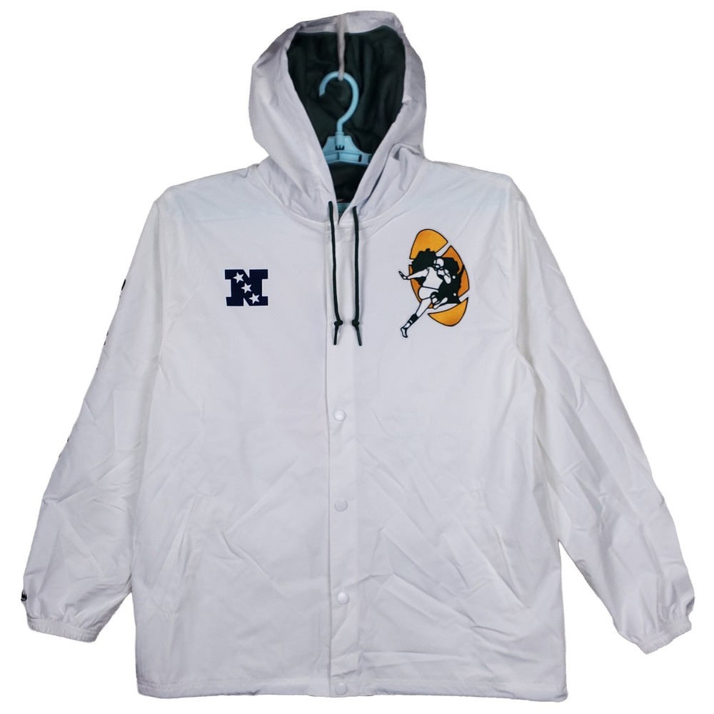 Green Bay Packers Mitchell & Ness NFL Large Windbreaker Jacket White NWT